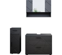 Vicco Meubles bain Irma, Anthracite Haute brillance, 3 pièces, avec armoire à tiroirs et armoire centrale Anthracite Haute brillance