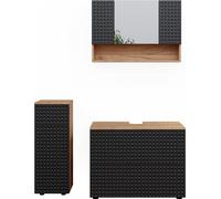 Vicco Ensemble de meubles de salle de bain Irma, 3 pièces, avec armoire à tiroirs et armoire middle, Chêne de force doré/Anthracite