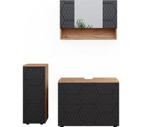 Vicco Ensemble de meubles de salle de bain Irma, 3 pièces, avec armoire à tiroirs et armoire middle, Chêne de force doré/Anthracite