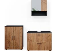Vicco Ensemble de meubles de salle de bain Irma, 3 pièces, avec armoire basse 80 cm, Anthracite/Chêne