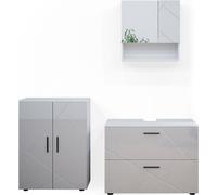 Vicco Ensemble de meubles de salle de bain Irma, 3 pièces, avec armoire basse 80 cm, Blanc Haute brillance