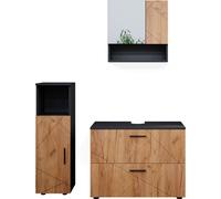 Vicco Ensemble de meubles de salle de bain Irma, 3 pièces, avec armoire centrale, Anthracite/Chêne
