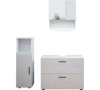Vicco Ensemble de meubles de salle de bain Irma, 3 pièces, avec armoire centrale, Blanc Haute brillance