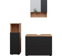 Vicco Ensemble de meubles de salle de bain Irma, 3 pièces, avec armoire de milieu, Chêne de force doré/Anthracite