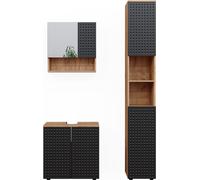 Vicco Ensemble de meubles de salle de bain Irma, 3 pièces, avec armoire haute, Chêne de force doré/Anthracite