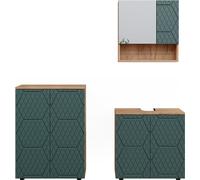 Vicco Ensemble de Meubles de Salle de Bain Irma, Chêne de Force doré/Vert, 3 pièces, avec Meuble Bas 60 cm