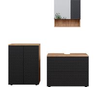Vicco Ensemble de meubles de salle de bain Irma, 3 pièces, avec meuble bas 80 cm, Chêne de force doré/Anthracite