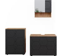 Vicco Ensemble de meubles de salle de bain Irma, 3 pièces, avec meuble bas 80 cm, Chêne de force doré/Anthracite