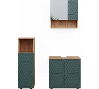 Vicco Ensemble de meubles de salle de bain Irma, 3 pièces, Chêne de force doré/Vert