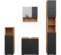 Vicco Ensemble de meubles de salle de bain Irma, 4 pièces, avec armoire haute, Chêne de force doré/Anthracite