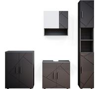 Vicco Ensemble de Meubles de Salle de Bain Irma, Anthracite Haute Brillance, 4 pièces, avec Armoire Haute et Commode