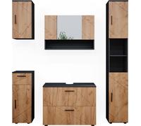 Vicco Ensemble de meubles de salle de bain Irma, 5 pièces, Anthracite/Chêne