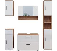 Vicco Ensemble de meubles de salle de bain Irma, 5 pièces, Chêne/Blanc Haute brillance
