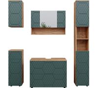 Vicco Ensemble de meubles de salle de bain Irma, 5 pièces, Chêne de force doré/Vert