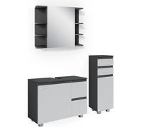 Vicco Meubles bain J-Shape, Anthracite, 3 pièces, avec armoire de milieu Anthracite