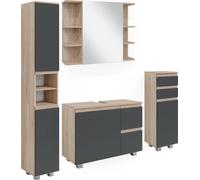 Vicco Ensemble de meubles de salle de bain J-Shape, 4 pièces, Sonoma/Anthracite