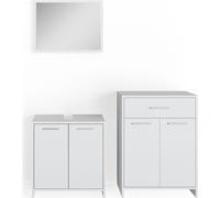 Vicco Ensemble de meubles de salle de bain Kiko, 3 pièces, avec armoire centrale, Blanc