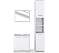 Vicco Ensemble de meubles de salle de bain Kiko, 3 pièces, avec armoire haute, Béton/Blanc