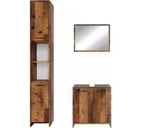 Vicco Ensemble de meubles de salle de bain Kiko, 3 pièces, avec armoire haute, Chêne rustique