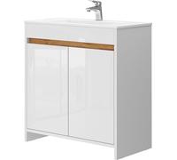 Vicco Ensemble de meubles de salle de bain Lemgo, 2 pièces, armoire basse 80 cm, Blanc Haute brillance