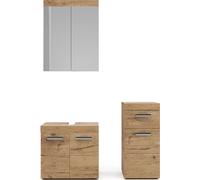 Vicco Ensemble de meubles de salle de bain Luna, 3 pièces, avec armoire de milieu, Chêne