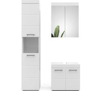 Vicco Ensemble de meubles de salle de bain Luna, 3 pièces, avec armoire haute, Blanc