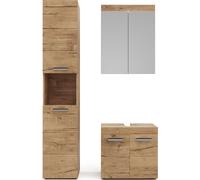 Vicco Ensemble de meubles de salle de bain Luna, 3 pièces, avec armoire haute, Chêne