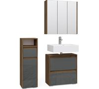 Vicco Ensemble de meubles de salle de bain Majest, 3 parties, Anthracite/Noyer