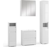 Vicco Ensemble de meubles de salle de bain Majest, 4 parties, Blanc/Blanc Haute brillance