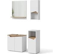 Vicco Ensemble de meubles de salle de bain Marelle, 4 parties, Blanc/Chêne Artisan