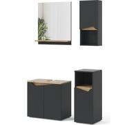 Vicco Ensemble de meubles de salle de bain Marelle, 4 pièces, Anthracite/Chêne Artisan