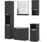 Vicco Ensemble de meubles de salle de bain Marelle, 5 pièces, Anthracite/Chêne Artisan