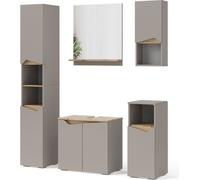 Vicco Ensemble de meubles de salle de bain Marelle, 5 pièces, Grège/Chêne Artisan