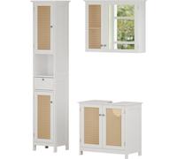 Vicco Ensemble de meubles de salle de bain Rosario, 3 pièces, avec armoire haute, Blanc