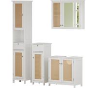Vicco Ensemble de meubles de salle de bain Rosario, 4 pièces, avec armoire haute, Blanc
