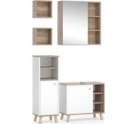 Vicco Ensemble de meubles de salle de bain Senyo, 4 pièces, avec armoire de milieu, Blanc/Sonoma