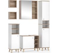 Vicco Ensemble de meubles de salle de bain Senyo, 5 pièces, avec armoire haute, Blanc/Sonoma