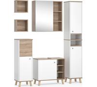 Vicco Ensemble de meubles de salle de bain Senyo, 5 pièces, Blanc/Sonoma