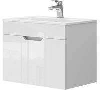 Vicco Ensemble de meubles de salle de bain Stefanie, 2 pièces, armoire basse 60 cm, Blanc Haute brillance