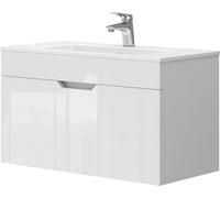 Vicco Ensemble de Meubles de Salle de Bain Stefanie, Blanc Haute Brillance, 2 pièces, Armoire Basse 80 cm