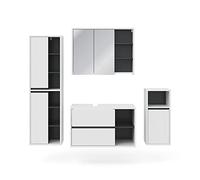 Vicco Ensemble de meubles de salle de bain Viola, 4 parties, Blanc/Anthracite