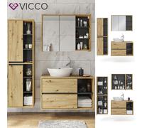 Vicco Ensemble de Meubles de Salle de Bain Viola, Anthracite/Chêne, 3 Parties