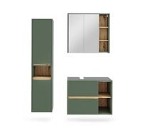 Vicco Ensemble de Meubles de Salle de Bain Viola, Vert/Artisan, 3 pièces