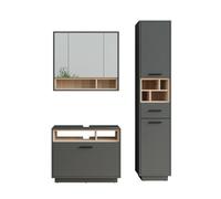 Vicco Ensemble de Meubles de Salle de Bains Beatrice, Anthracite/Sonoma, 3 pièces avec Armoire Haute