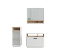 Vicco Ensemble de Meubles de Salle de Bains Beatrice, Blanc/Sonoma, 3 pièces avec Armoire de Milieu