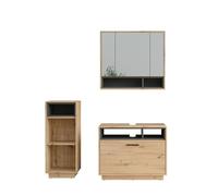 Vicco Ensemble de Meubles de Salle de Bains Beatrice, Chêne Artisan/Anthracite, 3 pièces avec Armoire de Milieu