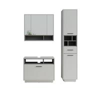 Vicco Ensemble de Meubles de Salle de Bains Beatrice, Gris/Anthracite, 3 pièces avec Armoire Haute