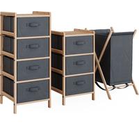 Vicco Ensemble de meubles de salle de bains Bruno, 3 pièces, Gris/Bois