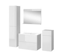 Vicco Ensemble de Meubles de Salle de Bains Izan, Blanc 80 cm | 5 pièces · Meuble sous-vasque · Miroir · Armoire haute · Armoire mi-haute · Lavabo