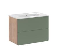 Vicco Ensemble de Meubles de Salle de Bains Izan, Force d'or Chêne/Vert, 80 cm, composé d’Un Meuble sous-lavabo et d’Un lavabo